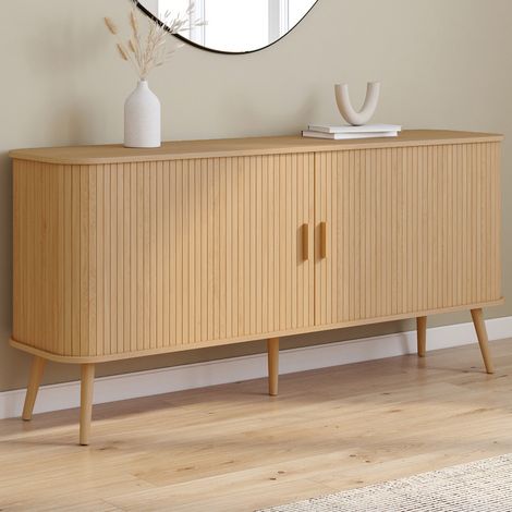 Buffet 160 cm ROMIE XXL effet lattes 2 portes coulissantes