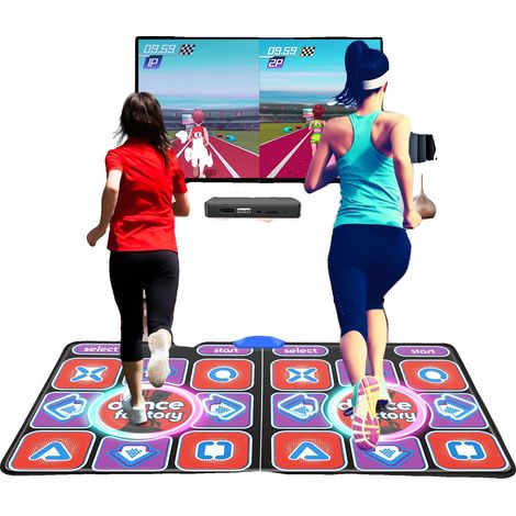 Tapis de danse double, avec mode danse MV/3D/Cartoon, 166x93cm, en matériau PVC non toxique (1/5)