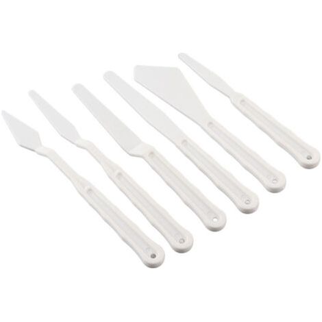 Pair 6 pièces de couteaux à palette en plastique blanc pour peinture artistique