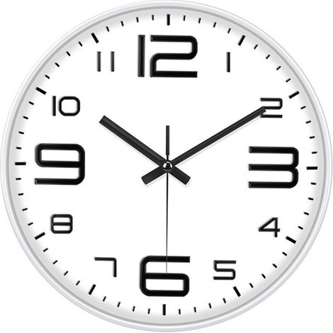Horloge Ronde 30cm Moderne et Silencieuse - Fonctionne sur Piles à Quartz - Design Décoratif pour Toutes les Pièces de la Maison ou du Bureau-DOU