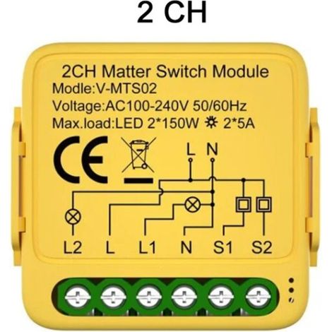 Tuya Smart Switch Matter Modulo Relè 2