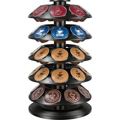 Support de capsules de café pour 40capsules DolceGust, 360 Degrés support pour ranger les capsules de café, support de dosettes de café, base antidérapante, rotatif, noir (1/2)