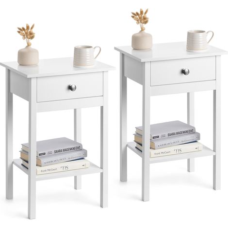 Pair of Bedside Tables - White (1/5)
