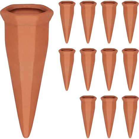 Lot de 8 s a Planter Terre Cuite, Auto-arrosantes en Ollas Terre Cuite, Cône en Argile d’arrosage, Goutte-Gouttes Automatiques pour Plantes en Pot D'intérieur, Marro (1/2)