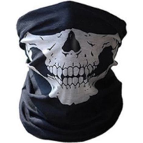 Masque multifonctionnel à motif de crâne, 49,5 x 25 cm, noir et blanc (1/5)