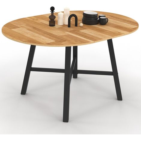 Idmarket – Table à manger extensible ronde 4-6 personnes – Bois mélaminé et métal noir – Longueur 110-150 cm – Idéale pour repas conviviaux (1/5)