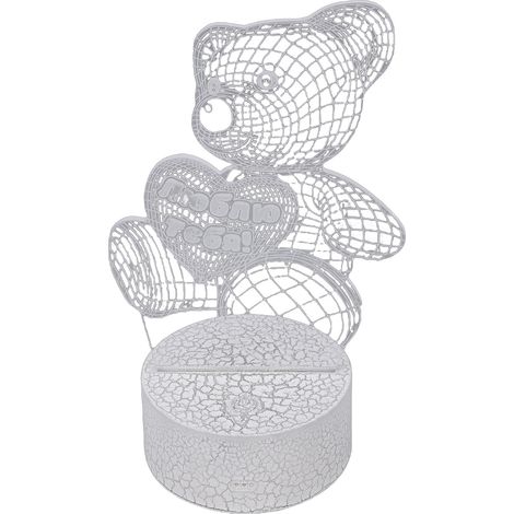 Veilleuse ours 3D en acrylique, mignonne, 16 couleurs, tactile USB, lampe de chevet avec télécommande, motif craquelé, texte russe, cadeau de Noël pour enfants (1/5)