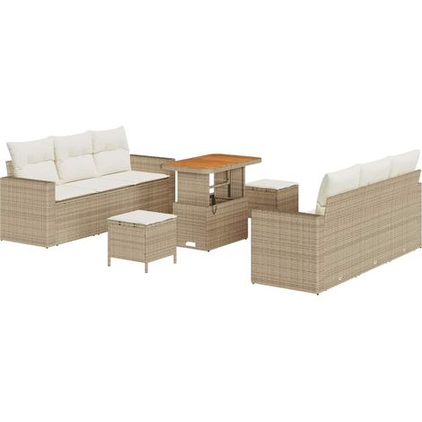 Maison Exclusive - Set Divano da Giardino con cuscino 9 pcs beige e panna
