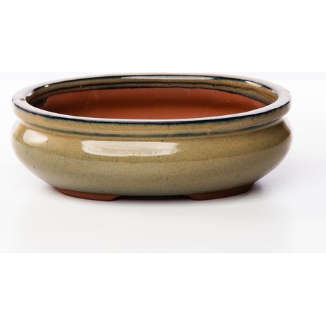 Vaso bonsai smaltato ovale cm. 14 Beige (1/2)