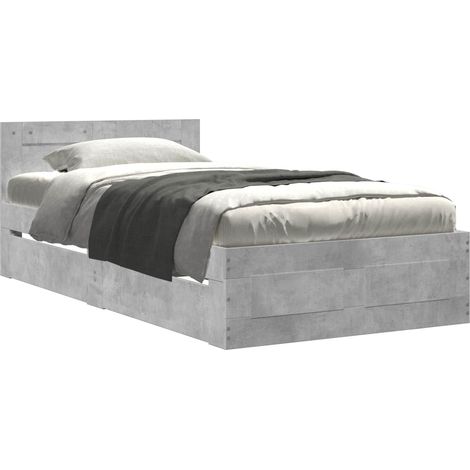 Bed Frame with Headboard Concrete Grey 80 x 200 cm vidaXL