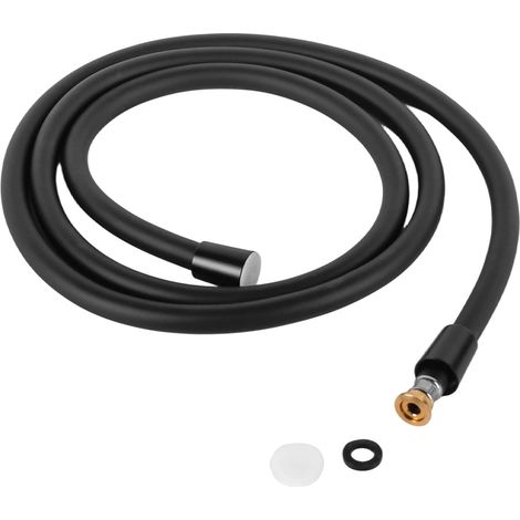 Flexible Douche 2m Universel G1/2" Anti-Torsion Tuyau de Douche PVC Haute Pression Tuyau de Douche à Main de Remplacement Pour Robinetterie de Salle de Bains, Noir Mat (1/5)