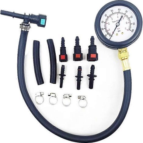 Manomètre de pression d'essence pour système d'alimentation automobile, moto et voiture, outil de test de pression 0-100 PSI, 6,3/7,89/9,49 pouces avec valve (1/5)