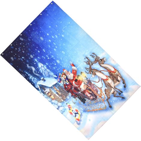 Rideau de douche à motif de Noël, sans trous, pour baignoire, salle de bain, maison et hôtel. (1/5)