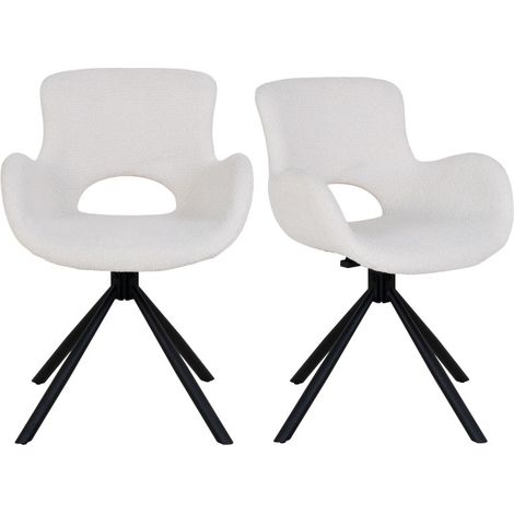 SIXTY- Chaise pivotante 360° en tissu écru (x2) (1/5)