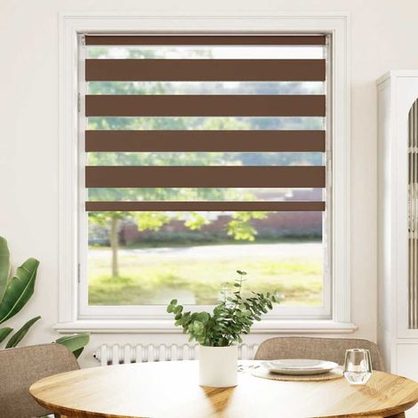 Maison Exclusive - Estor cebra marrón 115x100 cm tejido ancho 110