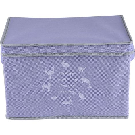 Boîte De Rangement Pliable Avec Couvercle - Tissu Non Tissé Et Carton - Pour Maison Et Placard - Violet (1/5)