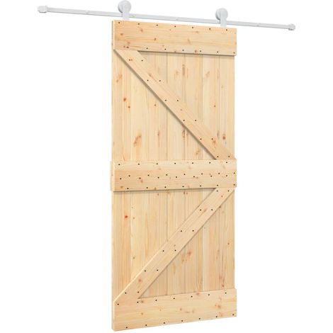Schiebetür Natürlich und Weiß 95 x 210 cm Massivkiefer vidaXL