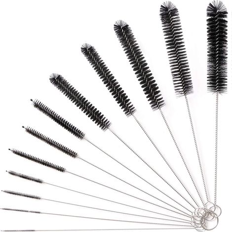 Brosses de nettoyage, lot de 12 brosses de 24 cm de long, brosses pour nettoyer les bouteilles, brosse pour tuyau à lait, ensemble de brosses en nylon pour bec verseur de théière, machines à expresso, (1/5)