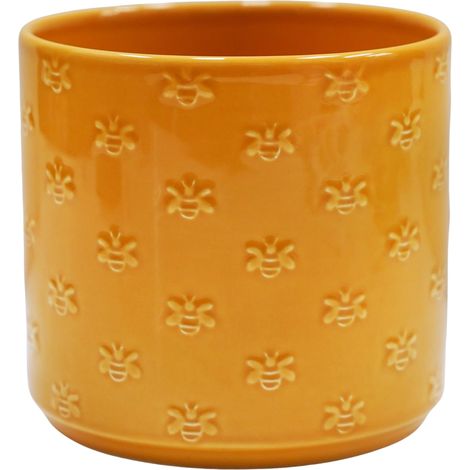 Jardinière en faïence, Abeille Jaune, D 17,5 cm x H 17 cm (1/3)