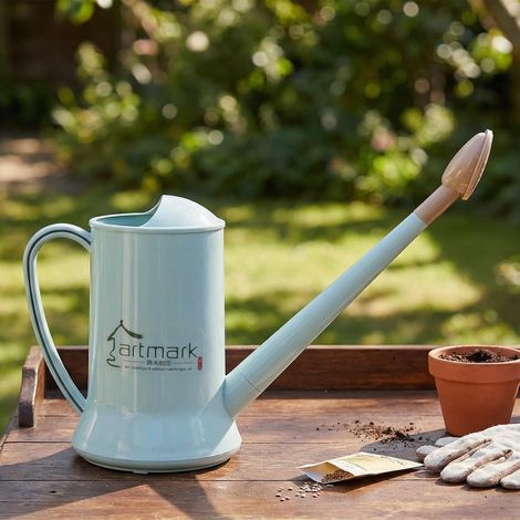 Arrosoir pour plantes d'intérieur 2 L – Petit arrosoir 2 en 1 avec long bec pour un arrosage précis, idéal pour les petits balcons, les semis, les fleurs et le jardinage (bleu) (1/5)