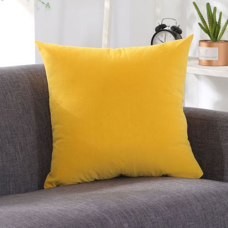 Taie D'oreiller Confortable, Multicolore, Unie, Solide, Housse De Coussin/Taie D'oreiller Pour Canapé Bureau 40 X 40 Cm (Sans Insert) – Jaune (1/4)