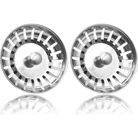 2 pezzi di filtro per lavello, tappo di scarico per lavello da cucina in acciaio inossidabile spesso, dimensioni per lavelli da 79-82 mm (diametro: 80 mm) (1/5)