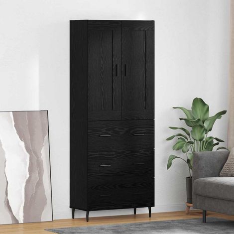 Highboard 2 pcs Schwarz Eichen-Optik Holzwerkstoff