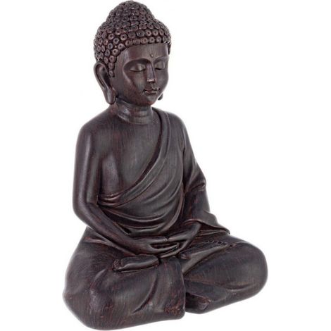Statua decorativa in poli resina "Buddha in meditazione" per veranda e giardino h 26 cm (1/2)