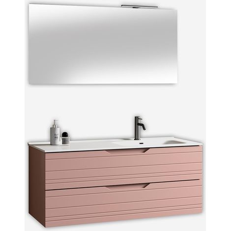 Mobile Badezimmerschrank mit Waschbecken und LED-Spiegel Solmira DX - Pink
