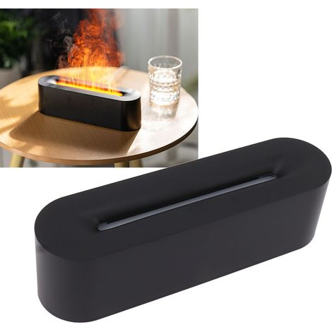 Aromadiffusor und Luftbefeuchter mit siebenfarbiger Flamme, USB-Luftbefeuchter mit sieben Farben für Zuhause oder Büro, Duftdiffusor, schwarz. (1/5)