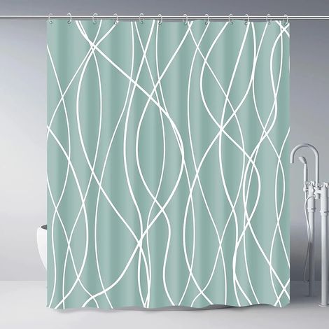 Filiyano-Rideau de douche moderne à rayures noires et blanches ondulées, rayures dégradées, rideau de douche décoratif pour salle de bain, 220 x 180