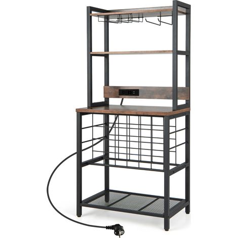 Portabottiglie multifunzionale 76 x 48 x 163 cm grande capacità 24 bottiglie stile industriale MDF nero 200020844