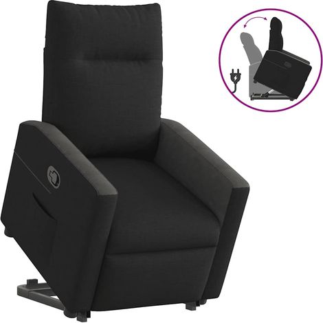 Relaxsessel mit Aufstehhilfe Schwarz Stoff