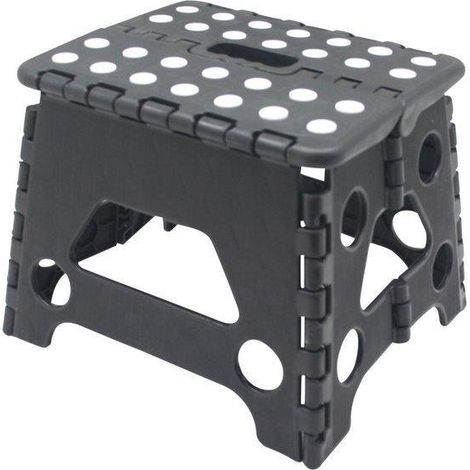 Tabouret - Petit tabouret - Marchepied de cuisine - Petit marchepied de cuisine - Pliable - Noir et blanc - Jusqu'à 80 kg