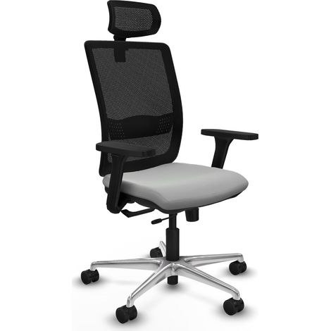 Chaise de bureau piqueras y crespo Haches cuir synthétique gris clair maille noire (1/2)
