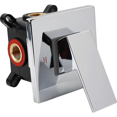 Mitigeur thermostatique, poignée de douche, robinet foncé, salle de bain de douche, encastré Argent (1/5)