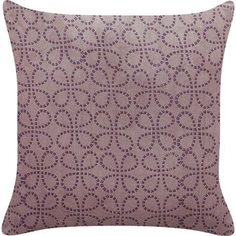 Throw Cushion LARKSPUR Velvet 45 x 45 cm Pink Geometric Pattern