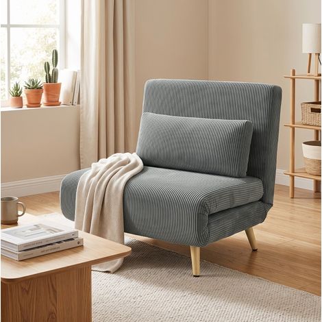 Poltrona letto 90x75x84 cm in poliestere grigio scuro modulabile FloraGrace (1/5)