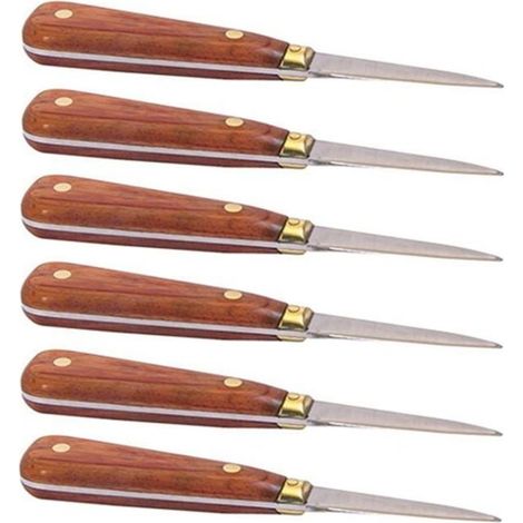 6 lancettes à huîtres avec manche bois 16 cm