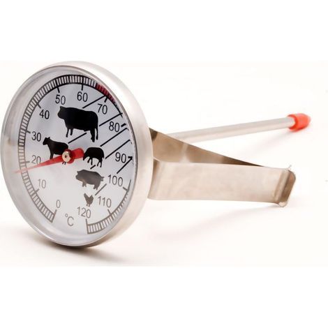 LAN Hitzebeständiges Analogthermometer zum Kochen, Braten, Grillen, Räuchern, als Topfständer, für den Grill und den Drehspieß, 0 °C - 120 °C (1/5)