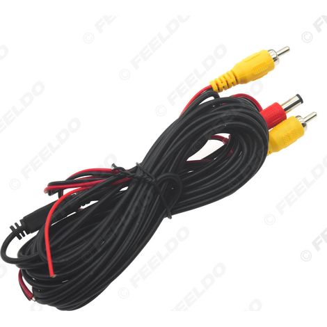 Câble vidéo de recul de 6 mètres pour interface AV automobile, câble vidéo de recul 2 en 1, câble d'alimentation et câble adaptateur RCA.