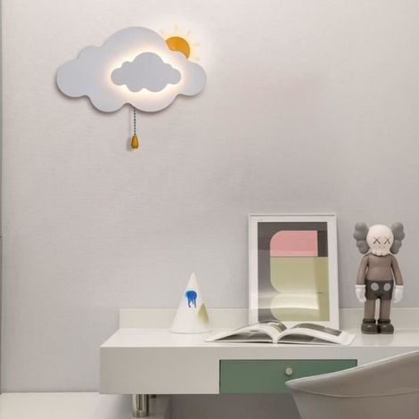 Applique murale pour enfants avec interrupteur, applique murale en forme de nuage pour chambre à coucher, blanc (1/4)