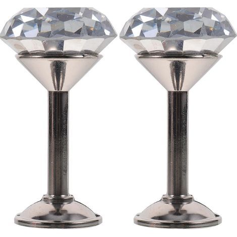 Lot de 2 embrasses de rideaux à pompons en forme de diamant pour porte ou mur (argenté)-Silver (1/4)