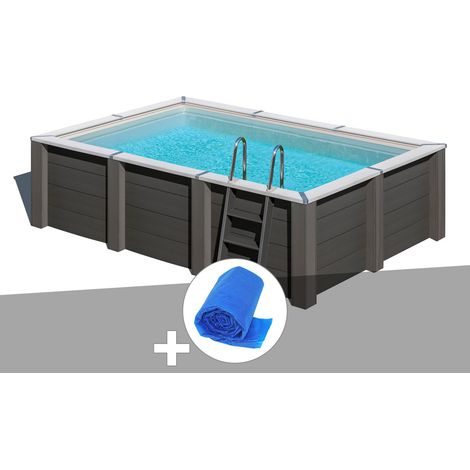 Kit piscine composite Gré Avant-Garde carrée 4,55 x 3,15 x 1,26 m + Bâche à bulles