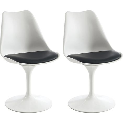 Lot de 2 chaises pivotantes en polypropylène, simili et acier - Blanc et Noir - XAFY (1/5)