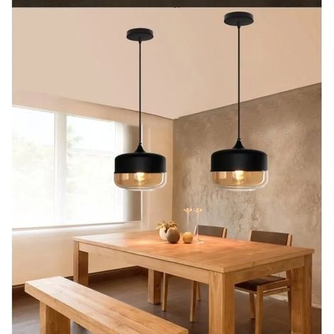 kawoo Lot de 3 Lustre Vintage,E27 Lampe Suspension Industrielle Retro Style Edison pour Salon Chambre (1/4)