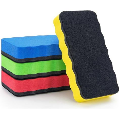 Effaceur Tableau Blanc 4 Pièces 4 Couleurs, Brosse Tableau Blanc Bleue Magnétique, Effaceur Ardoise pour Nettoyage à Sec Nombreuses (1/5)