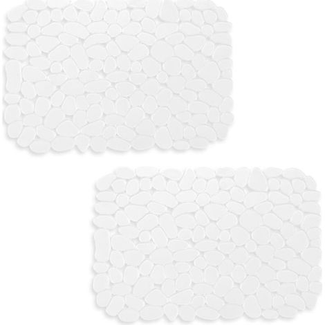 Set of 2 Kitchen Sink Mats, 40 x 30 cm, DIY Kitchen Sink Mat, Sink Drain Mat with Faucet Drain for Dishes, Glasses, Vegetables. Transparent (1/5)