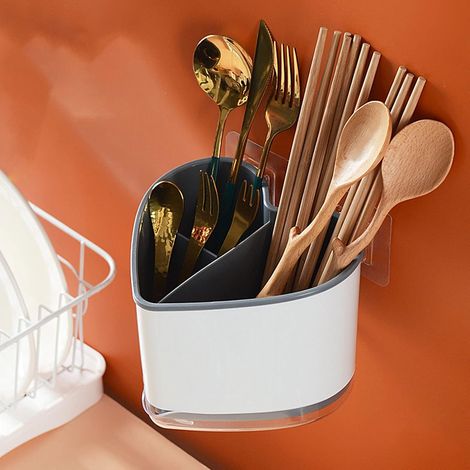 Portaposate verticale, organizer e portautensili, utensili da cucina, scolaposate, vassoio portaposate in PP antiruggine, portautensili da cucina (1/5)