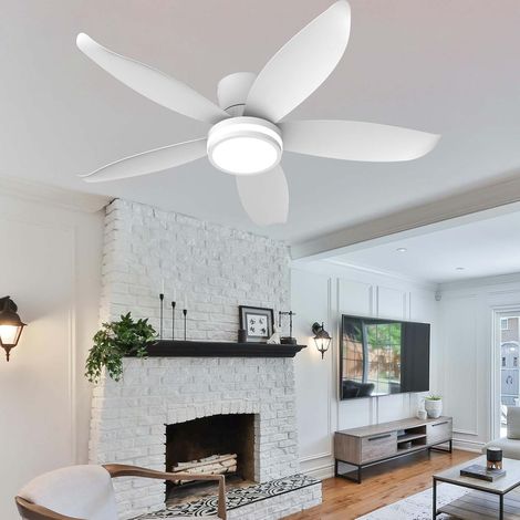 106cm Lustre Ventilateur De Plafond LED Dimmable, Silencieux 6 Vitesses, Moteur DC, Réversible Eté Hiver Plafonnier Ventilateur-Blanc (1/5)